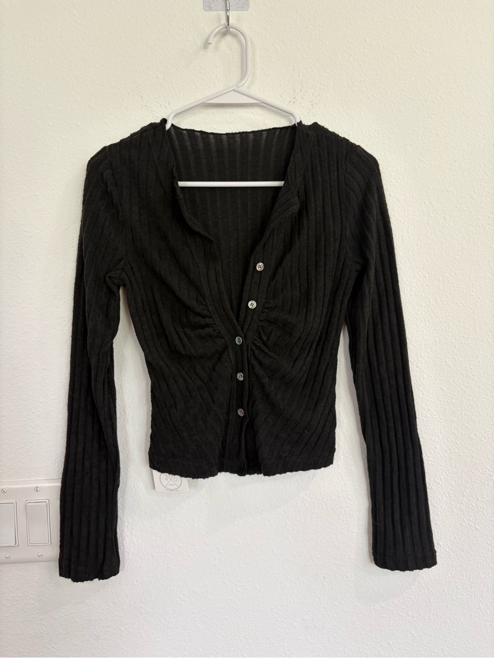 4th & Ocean black Ribbed Button-Front Women’s Top